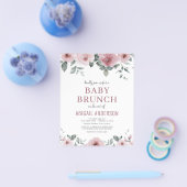 Budget Dusty Rose Floral Baby Brunch Einladung Flyer (Einzeln)