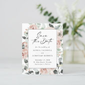 Budget Dusty Rose Floral Eukalyptus Save the Date (Stehend Vorderseite)