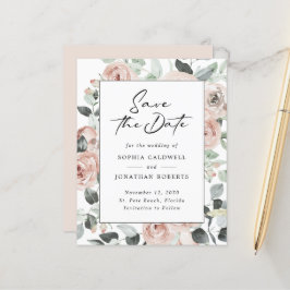 Budget Dusty Rose Floral Eukalyptus Save the Date