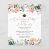 Budget Dusty Rose Floral Graduation Party Einladun (Vorderseite)