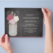 Budget Dusty Rose Floral Mason Jar Brautparty Flyer (Hand)
