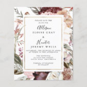 Budget Dusty Rose Floral Save the Date Flyer (Vorne)