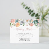 Budget Dusty Rose Floral Wedding Details Card (Stehend Vorderseite)