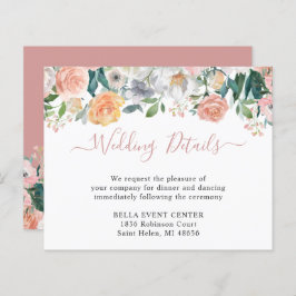 Budget Dusty Rose Floral Wedding Details Card