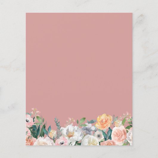 Budget Dusty Rose Floral Wedding Einladung (Rückseite)