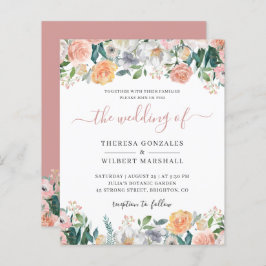 Budget Dusty Rose Floral Wedding Einladung
