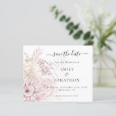 Budget Dusty Rose Florals QR-Kodex Save the Date (Stehend Vorderseite)