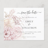 Budget Dusty Rose Florals QR-Kodex Save the Date (Vorderseite)
