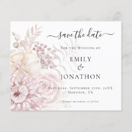 Budget Dusty Rose Florals QR-Kodex Save the Date