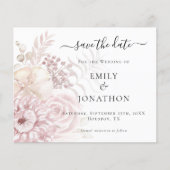 Budget Dusty Rose Florals Wedding Save the Date (Vorderseite)