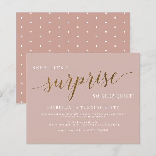 Budget Dusty Rose & Gold Überraschung Geburtstagsp (Vorne/Hinten)
