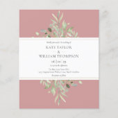 Budget Dusty Rose Greenerity Wedding Foto Einladun (Vorderseite)
