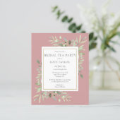 Budget Dusty Rose Greenery Bridal Tea Party Einlad (Stehend Vorderseite)