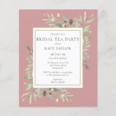 Budget Dusty Rose Greenery Bridal Tea Party Einlad (Vorderseite)