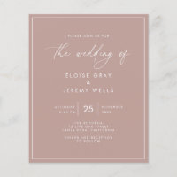 Budget Dusty Rose Hochzeit Einladung Flyer