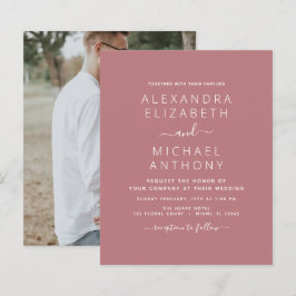 Budget Dusty Rose Hochzeit mit Foto Einladung