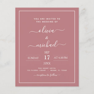 Budget Dusty Rose Hochzeit mit Foto Einladung Fl Flyer