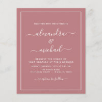 Budget Dusty Rose Hochzeit mit Foto Einladung Fl
