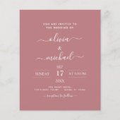 Budget Dusty Rose Hochzeit mit Foto Einladung Flyer (Vorne)