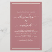 Budget Dusty Rose Hochzeit Moderne Typografie (Vorderseite)