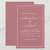 Budget Dusty Rose Hochzeit Moderne Typografie (Vorne/Hinten)