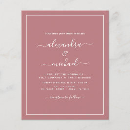 Budget Dusty Rose Hochzeit Moderne Typografie Flye Flyer