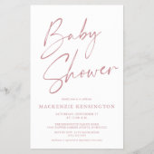 Budget Dusty Rose Mauve Script Baby Shower FLYER (Vorne)