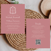 Budget Dusty Rose Monogram QR Code Hochzeit