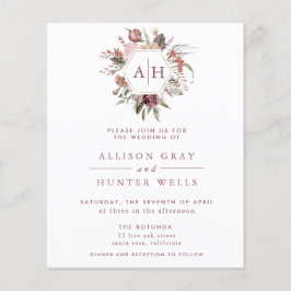 Budget Dusty Rose Monogram Wedding Fly Flyer