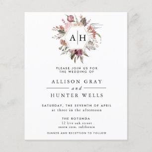 Budget Dusty Rose Monogram Wedding Fly Flyer