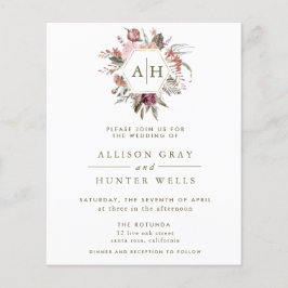 Budget Dusty Rose Monogram Wedding Fly Flyer