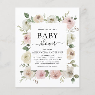 Budget Dusty Rose Pink Babydusche Blumengrün Flyer