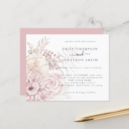 Budget Dusty Rose Pink Florals Einladung Hochzeit