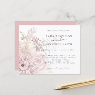 Budget Dusty Rose Pink Florals Einladung Hochzeit
