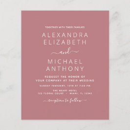 Budget Dusty Rose Pink Hochzeit Einladung Flyer