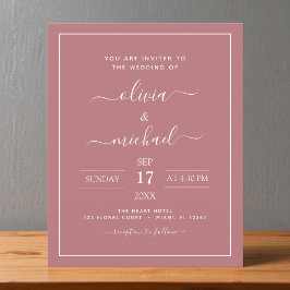 Budget Dusty Rose Pink Wedding Modern Typografy F Flyer