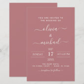 Budget Dusty Rose Pink Wedding Moderne Typografie (Vorne/Hinten)