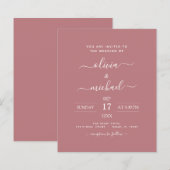 Budget Dusty Rose Pink Wedding Moderne Typografie (Vorne/Hinten)