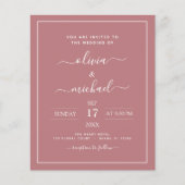 Budget Dusty Rose Pink Wedding Moderne Typografie (Vorderseite)