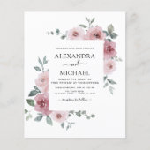 Budget Dusty Rose Rosa Blumengrün Hochzeit (Vorderseite)