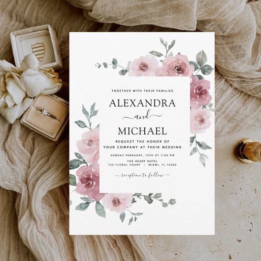 Budget Dusty Rose Rosa Blumengrün Hochzeit
