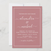 Budget Dusty Rose Rosa Hochzeit mit Foto Invitati Einladung (Vorderseite)