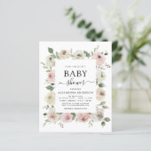 Budget Dusty Rose Rosa Kinderdusche Einladung (Stehend Vorderseite)