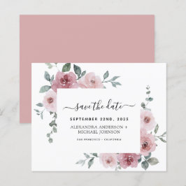 Budget Dusty Rose Save the Date Rosa Blütenblättri