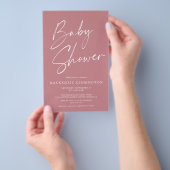 Budget Dusty Rose Simple Script Baby Shower FLYER (Handgriff)
