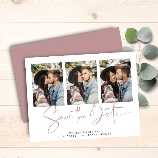 Budget Dusty Rose Typografy Wedding Save the Date