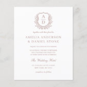 Budget Dusty Rose Wappen Hochzeit QR Code Einladun Flyer (Vorne)