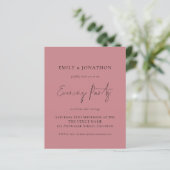 Budget Dusty Rose Wedding Abend Party Einladung (Stehend Vorderseite)