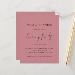 Budget Dusty Rose Wedding Abend Party Einladung