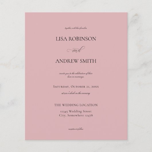 Budget Dusty Rose Wedding Flyer (Vorne)